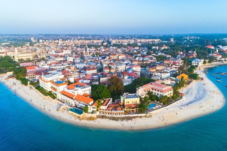 Zanzibar - Letecký pohled na Stone Town.