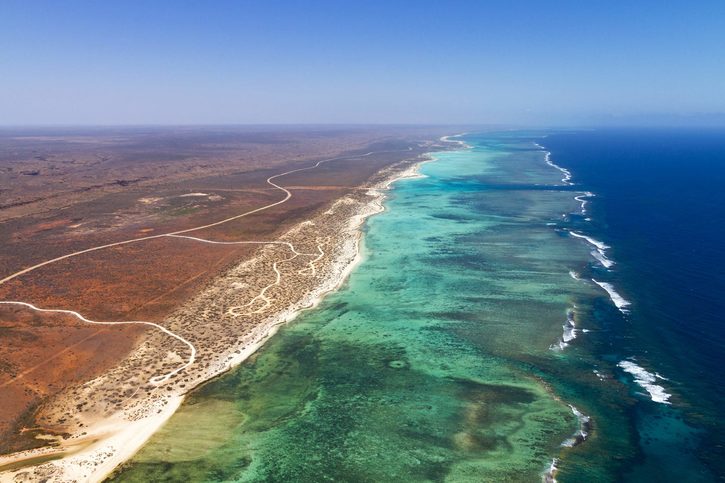 Letecká fotografie národního parku Cape Range a Ningaloo Reef, Exmouth 