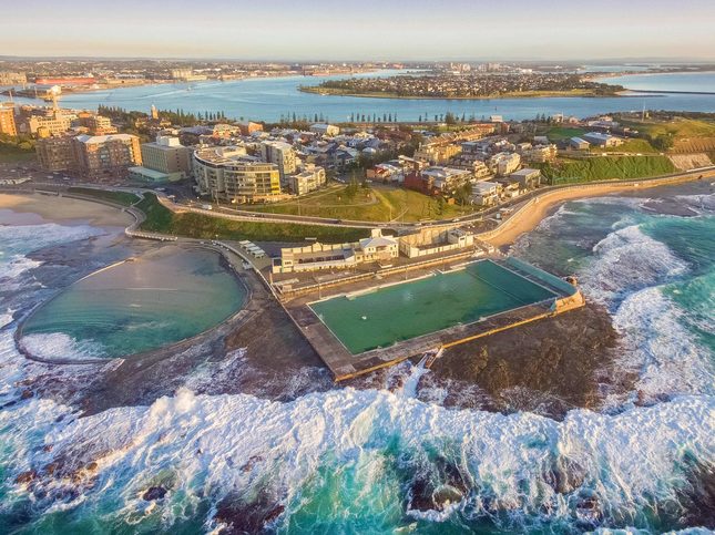 Letecký pohled na Newcastle, Austrálie