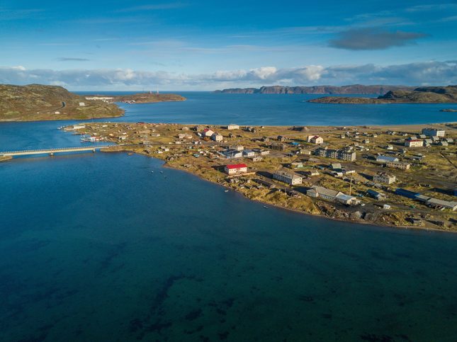 Letecký pohled na Murmansk, Rusko