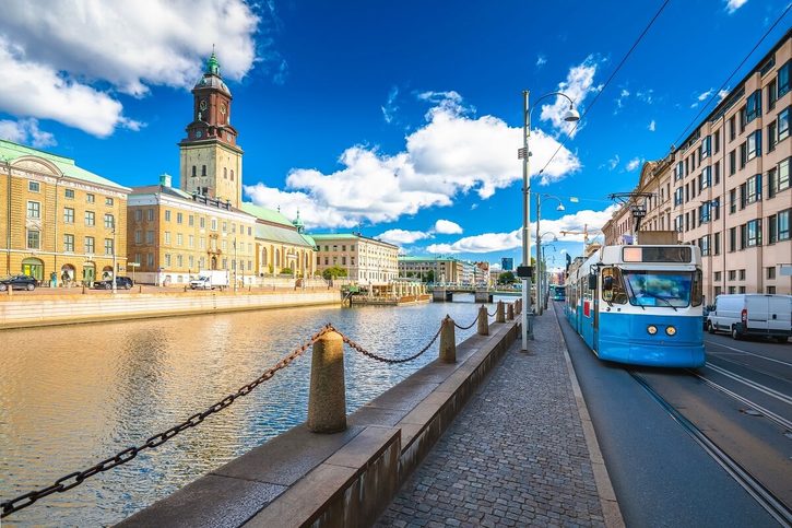 Pohled na město Göteborg, Švédsko