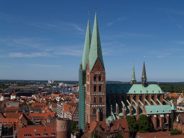 Pohled na kostel sv. Michala, Hamburk, Německo