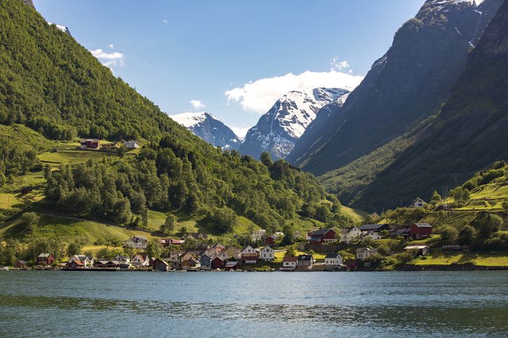 Pohled na město norské městečko Flam