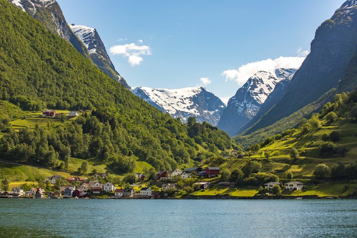 Pohled na město norské městečko Flam