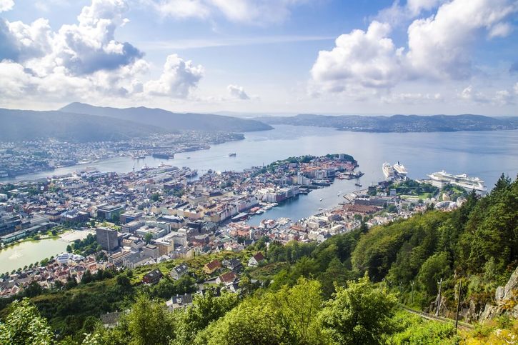 Bergen - Pohled z vrcholu Fløyen