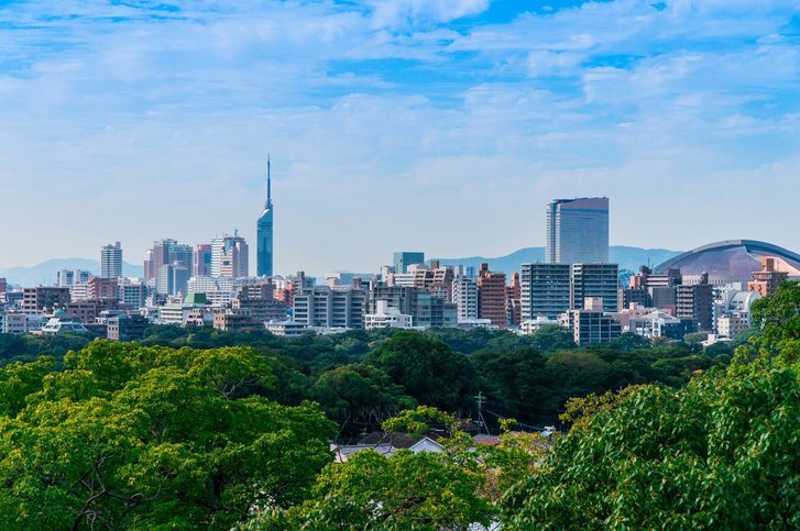 Pohled na město Maizuru, Japonsko