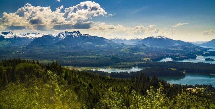 Krajina Icy Strait Pointu se zasněženými vrcholky, Aljaška