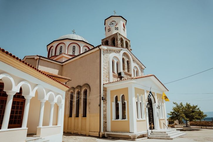 Kavala - Pravoslavný kostel Nanebevzetí Panny Marie ve Starém městě. Kavala - Pravoslavný kostel Nanebevzetí Panny Marie ve Starém městě.