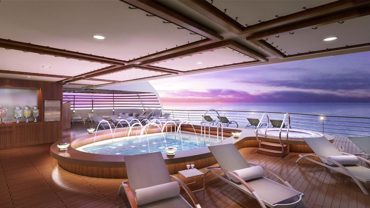 Zadní paluba s bazénem a vířivkou - Seabourn Encore