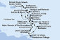 Martinik, Guadeloupe, Svatá Lucie, Barbados, Trinidad a Tobago, Grenada, Svatý Vincenc a Grenadiny, Britské Panenské ostrovy, Svatý Martin, Dominika, Svatý Kryštof a Nevis, Antigua a Barbuda z Fort de France, Martinik na lodi MSC Splendida