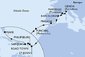 Itálie, Francie, Španělsko, Portugalsko, Antigua a Barbuda, Svatý Martin, Britské Panenské ostrovy, USA z Janova na lodi MSC Seashore