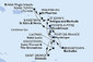 Martinik, Guadeloupe, Britské Panenské ostrovy, Svatý Martin, Svatý Kryštof a Nevis, Antigua a Barbuda, Barbados, Svatá Lucie, Svatý Vincenc a Grenadiny, Grenada z Fort-de-France, Martinik na lodi MSC Virtuosa