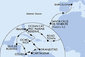 USA, Jamajka, Aruba, Kolumbie, Panama, Honduras, Bahamy, Britské Panenské ostrovy, Španělsko z Miami na lodi MSC Divina
