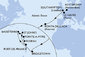 Nizozemsko, Velká Británie, Francie, Portugalsko, Barbados, Svatý Kryštof a Nevis, Antigua a Barbuda, Dominika, Martinik, Guadeloupe z Rotterdamu na lodi MSC Virtuosa