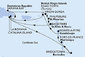Martinik, Guadeloupe, Britské Panenské ostrovy, Dominikánská republika, Zámořské území Velké Británie, Svatý Martin, Svatý Kryštof a Nevis, Barbados z Fort-de-France, Martinik na lodi MSC Opera