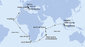 Singapur, Malajsie, Seychely, Mauricius, Reunion, Jihoafrická republika, Namibie, Kapverdy, Itálie, Francie ze Singapuru na lodi MSC Magnifica