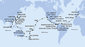 Francie, Španělsko, Portugalsko, Barbados, Grenada, Curacao, Kolumbie, Kostarika, Panama, Guatemala, Mexiko, USA, Americká Samoa, Samoa, Fidži, Nový Zéland, Austrálie, Filipíny, Tchaj-wan, Japonsko, Jižní Korea, Čína, Vietnam, Singapur z Marseille na lodi MSC Magnifica