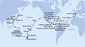 Španělsko, Portugalsko, Barbados, Grenada, Curacao, Kolumbie, Kostarika, Panama, Guatemala, Mexiko, USA, Americká Samoa, Samoa, Fidži, Nový Zéland, Austrálie, Filipíny, Tchaj-wan, Japonsko z Barcelony na lodi MSC Magnifica