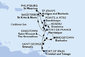 Martinik, Guadeloupe, Dominika, Svatý Martin, Antigua a Barbuda, Svatý Kryštof a Nevis, Barbados, Svatý Vincenc a Grenadiny, Trinidad a Tobago, Grenada z Fort-de-France na lodi MSC Meraviglia