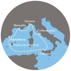 Itálie, Francie, Španělsko z Barcelony na lodi Costa Diadema