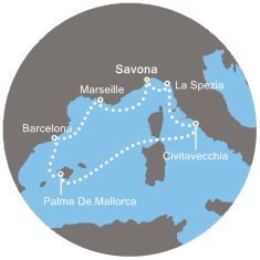 Itálie, Španělsko, Francie ze Savony na lodi Costa Diadema