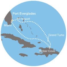USA, Bahamy, Zámořské území Velké Británie, Dominikánská republika na lodi Costa Deliziosa