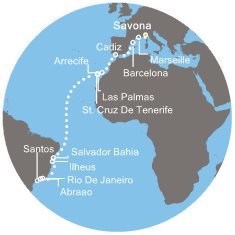 Itálie, Francie, Španělsko, Brazílie ze Savony na lodi Costa Fascinosa