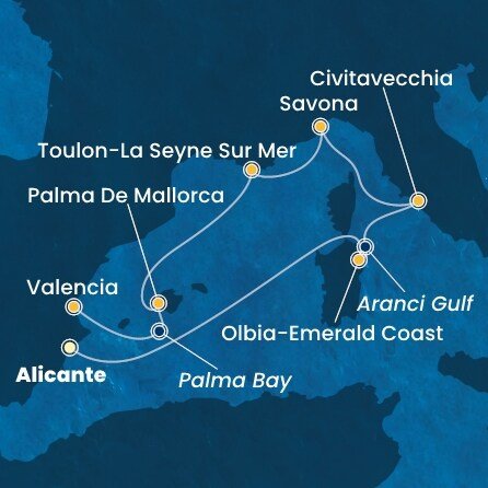 Španělsko, Itálie, Francie z Alicante na lodi Costa Pacifica