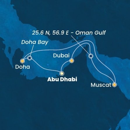 Spojené arabské emiráty, Omán, Katar z Abu Dhabi na lodi Costa Toscana