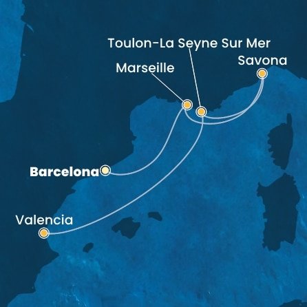 Španělsko, Francie, Itálie z Barcelony na lodi Costa Pacifica