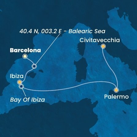 Španělsko, Itálie z Barcelony na lodi Costa Toscana