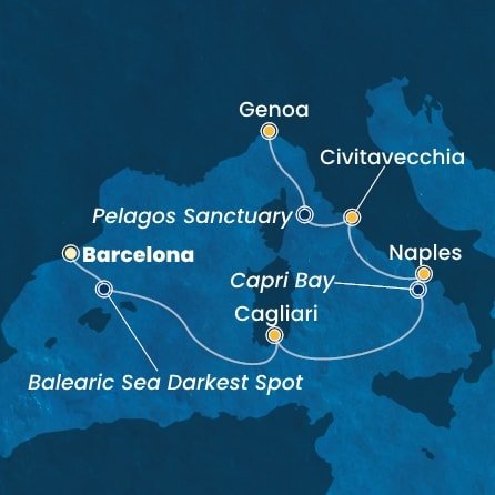 Španělsko, Itálie z Barcelony na lodi Costa Smeralda