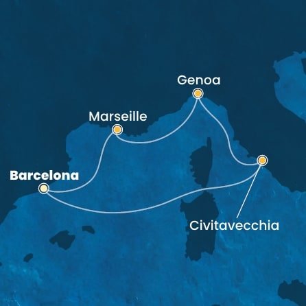 Španělsko, Itálie, Francie z Barcelony na lodi Costa Toscana