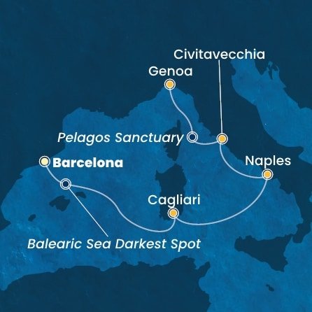 Španělsko, Itálie z Barcelony na lodi Costa Smeralda