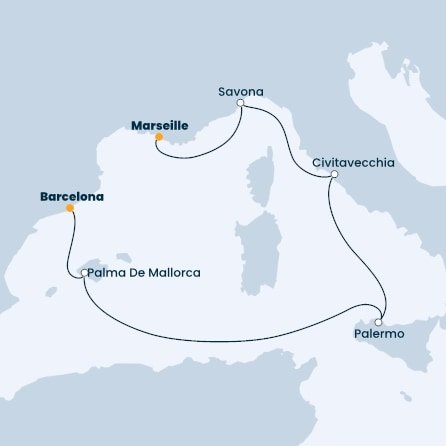 Španělsko, Itálie, Francie z Barcelony na lodi Costa Smeralda