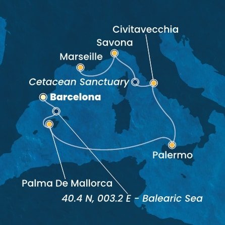 Španělsko, Itálie, Francie z Barcelony na lodi Costa Toscana