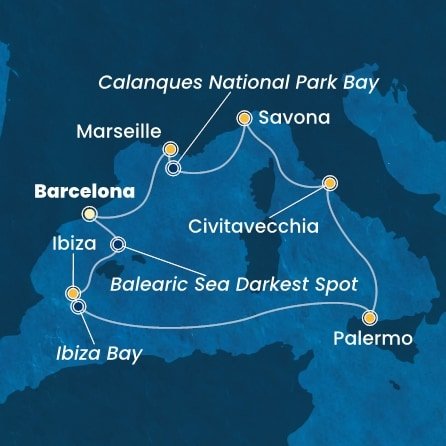 Španělsko, Itálie, Francie z Barcelony na lodi Costa Smeralda