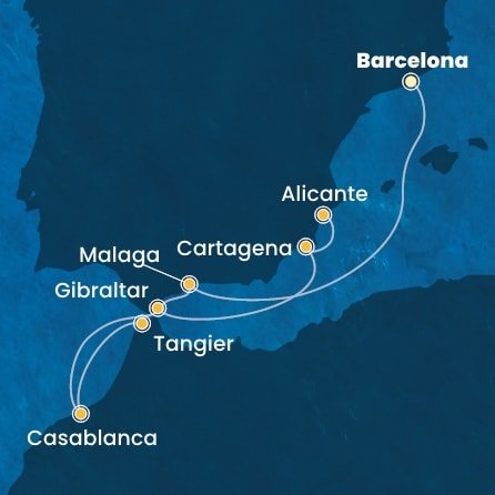 Španělsko, Maroko, Velká Británie z Barcelony na lodi Costa Pacifica
