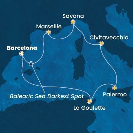 Španělsko, Tunisko, Itálie, Francie z Barcelony na lodi Costa Pacifica