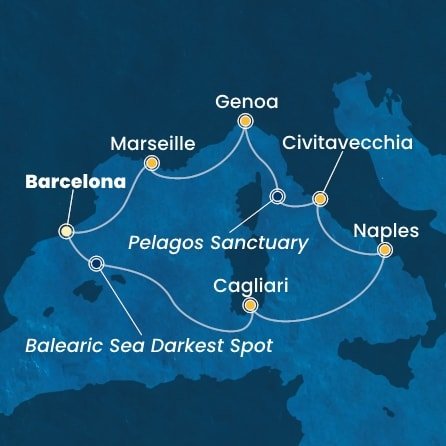 Španělsko, Itálie, Francie z Barcelony na lodi Costa Smeralda