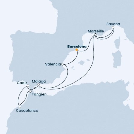 Španělsko, Francie, Itálie, Maroko z Barcelony na lodi Costa Favolosa