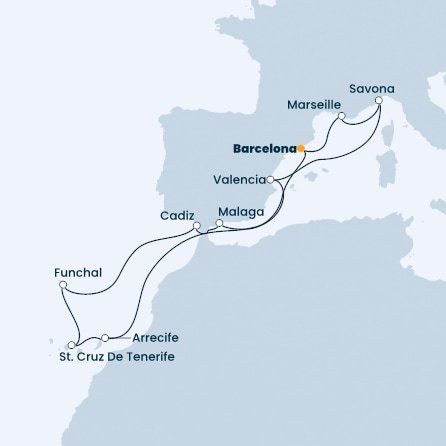 Španělsko, Francie, Itálie, Portugalsko z Barcelony na lodi Costa Firenze
