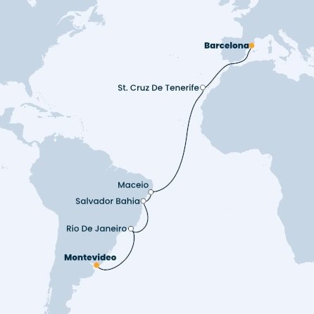 Španělsko, Portugalsko, Brazílie z Barcelony na lodi Costa Diadema