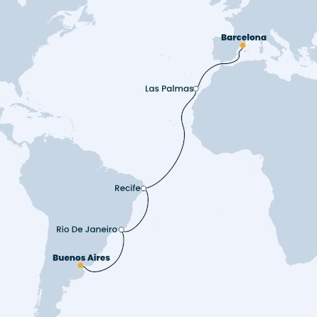 Argentina, Brazílie, Španělsko z Buenos Aires na lodi Costa Fascinosa