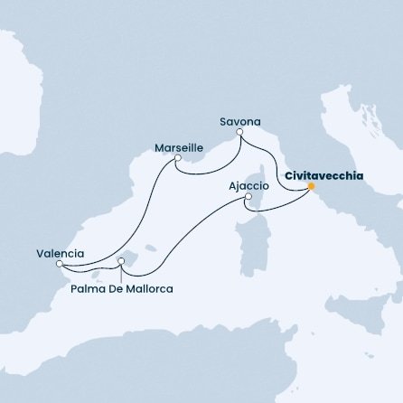 Itálie, Francie, Španělsko z Civitavecchia na lodi Costa Diadema