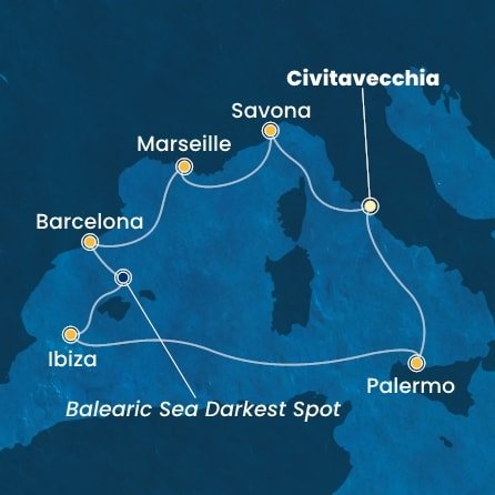 Itálie, Francie, Španělsko z Civitavecchia na lodi Costa Smeralda