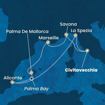 Itálie, Francie, Španělsko z Civitavecchia na lodi Costa Pacifica