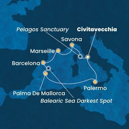 Itálie, Francie, Španělsko z Civitavecchia na lodi Costa Toscana