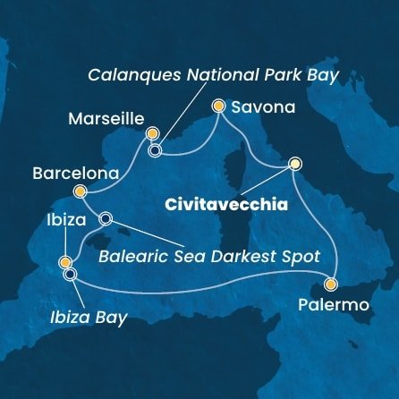 Itálie, Francie, Španělsko z Civitavecchia na lodi Costa Smeralda
