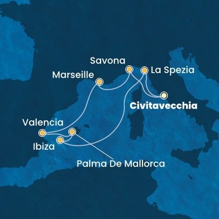 Itálie, Francie, Španělsko z Civitavecchia na lodi Costa Pacifica